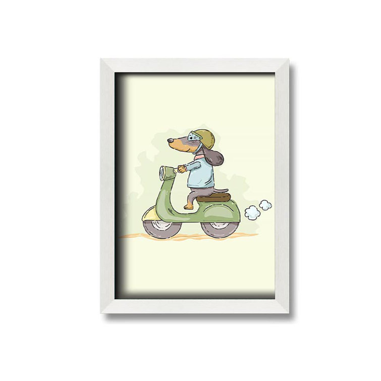 Zoomie Kids Scooter Dog Framed Print Wall Art Wayfair.co.uk